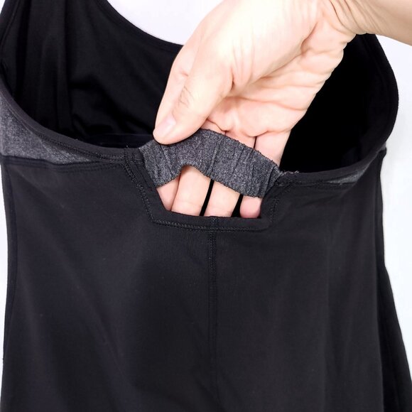 Lululemon Namaste Halter Tank Top Size 6 Ruched Black Gray Color Block - Picture 4 of 10